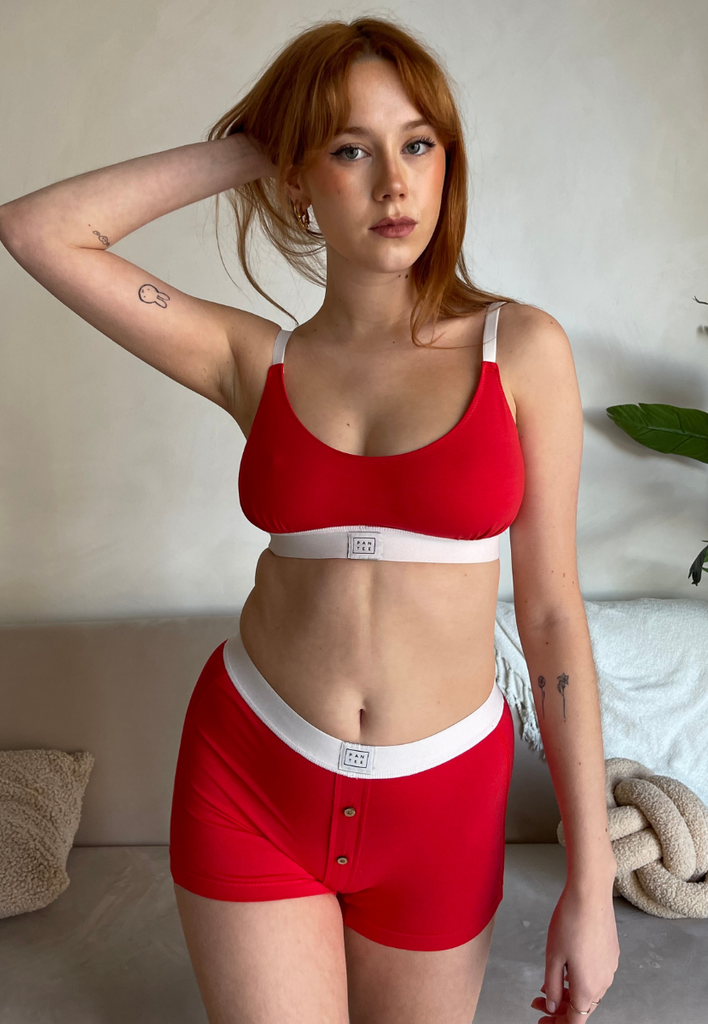 red women's cotton boxer briefs