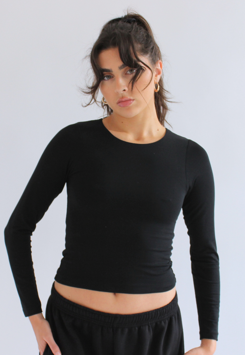 black long sleeved organic cotton t-shirt